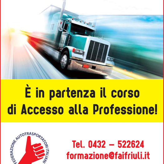 Corso “Accesso alla professione di autotrasportatore merci conto terzi” – avvio 16 marzo 2024 – ULTIMI POSTI LIBERI