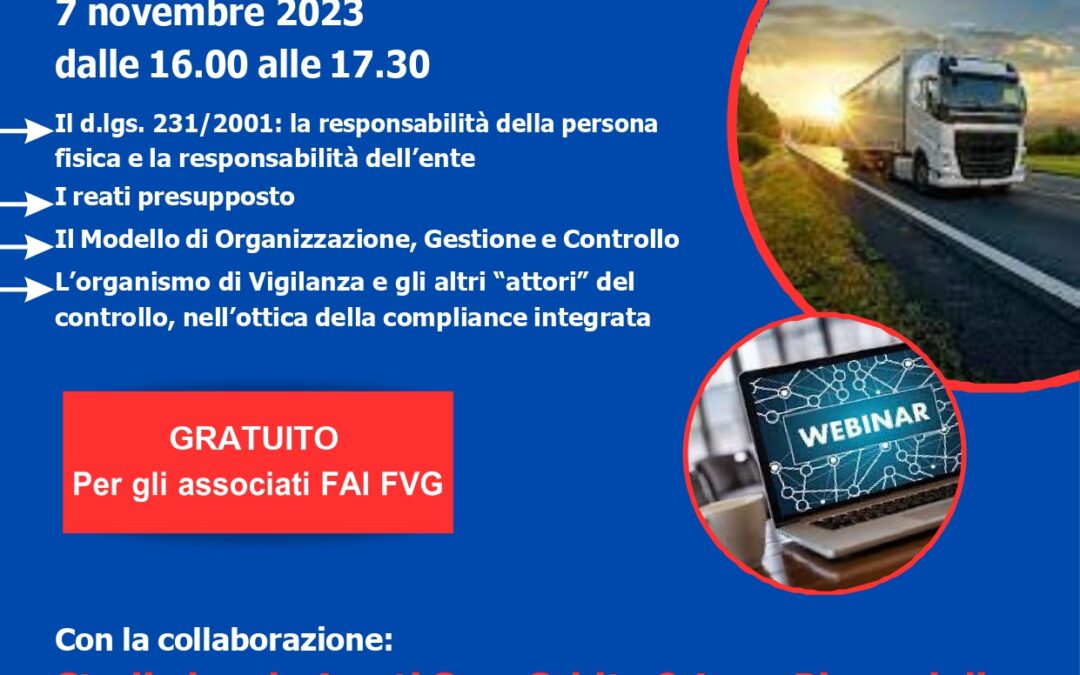 Webinar dedicato a “D.lgs 231/01 e la Responsabilità dell’Impresa”