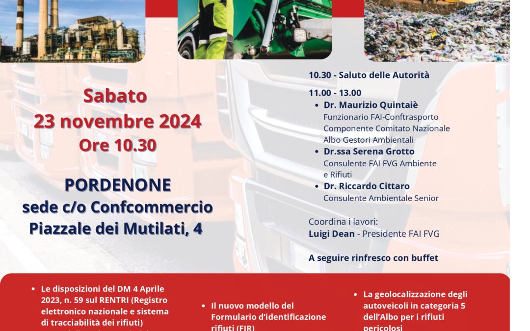 Seminario di informazione e formazione sul RENTRI – 23 novembre 2024 Pordenone