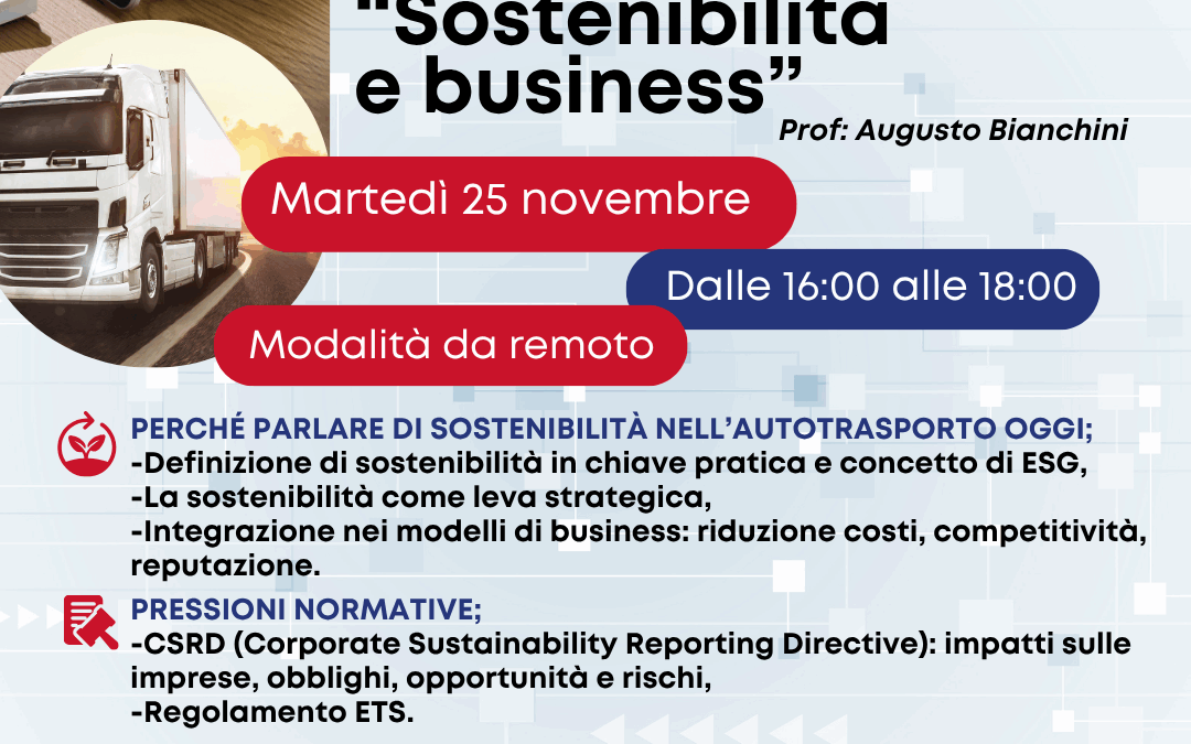 “Sostenibilità e business” – webinar informativo riservato alle imprese Associate