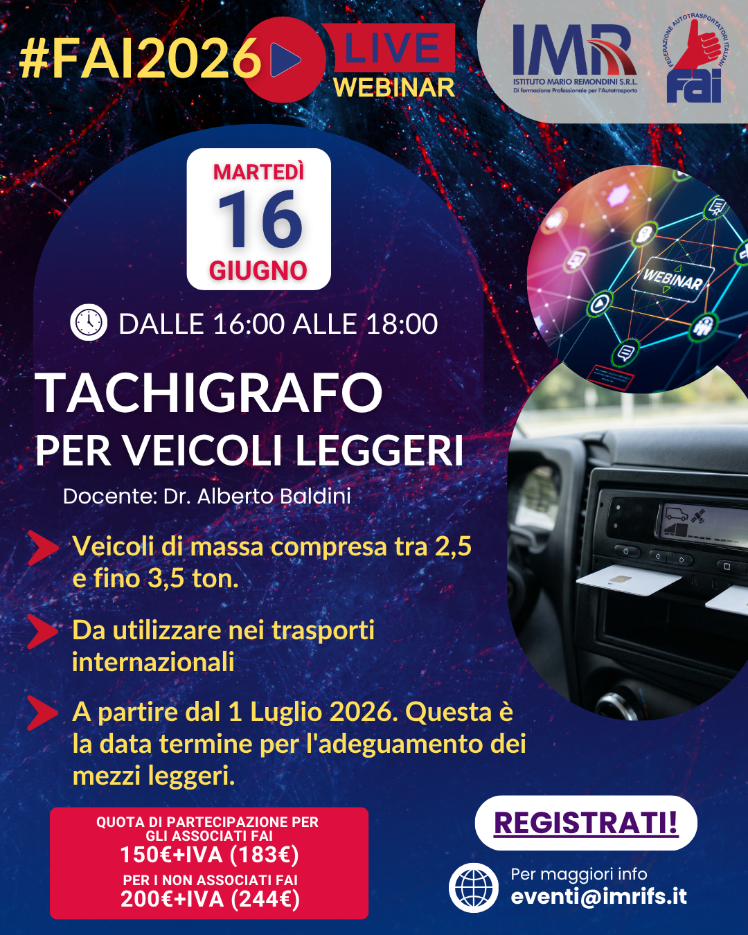 Tachigrafo per veicoli leggeri 16 giugno webinar FAI IMR