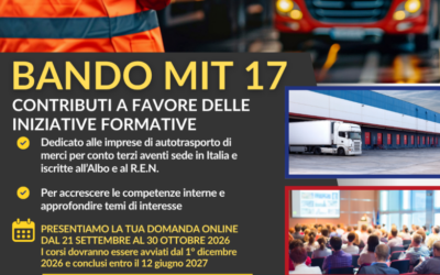 Bando MIT 17: 5 milioni di euro per la formazione nell’autotrasporto. Partecipa ai webinar gratuiti!