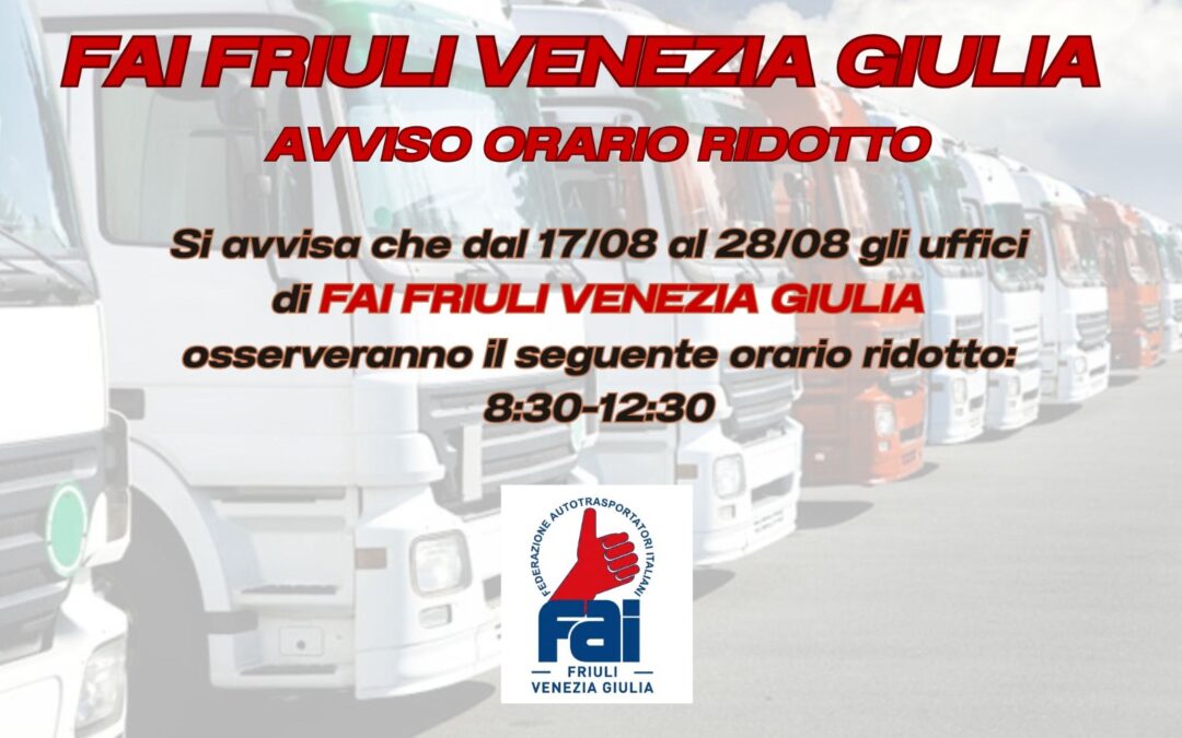 Orario apertura mese di Agosto 2026