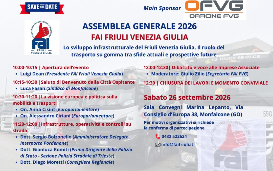Assemblea Generale FAI FVG 2026: futuro, sviluppo infrastrutturale e sfide per il trasporto su gomma